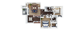 Mondavi floor plan 2 bed 2 bath 956 sq. ft. at Folsom Ranch, Folsom, CA, 95630